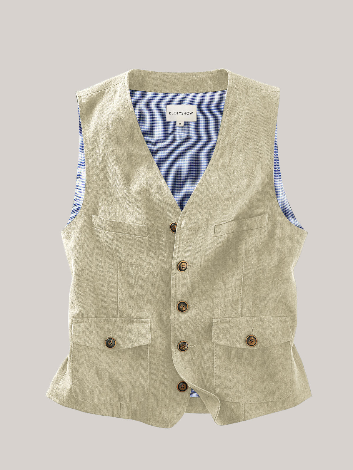 Linen Cotton Stripes Men's Casual Vest - Beotyshow Vest – BEOTYSHOW