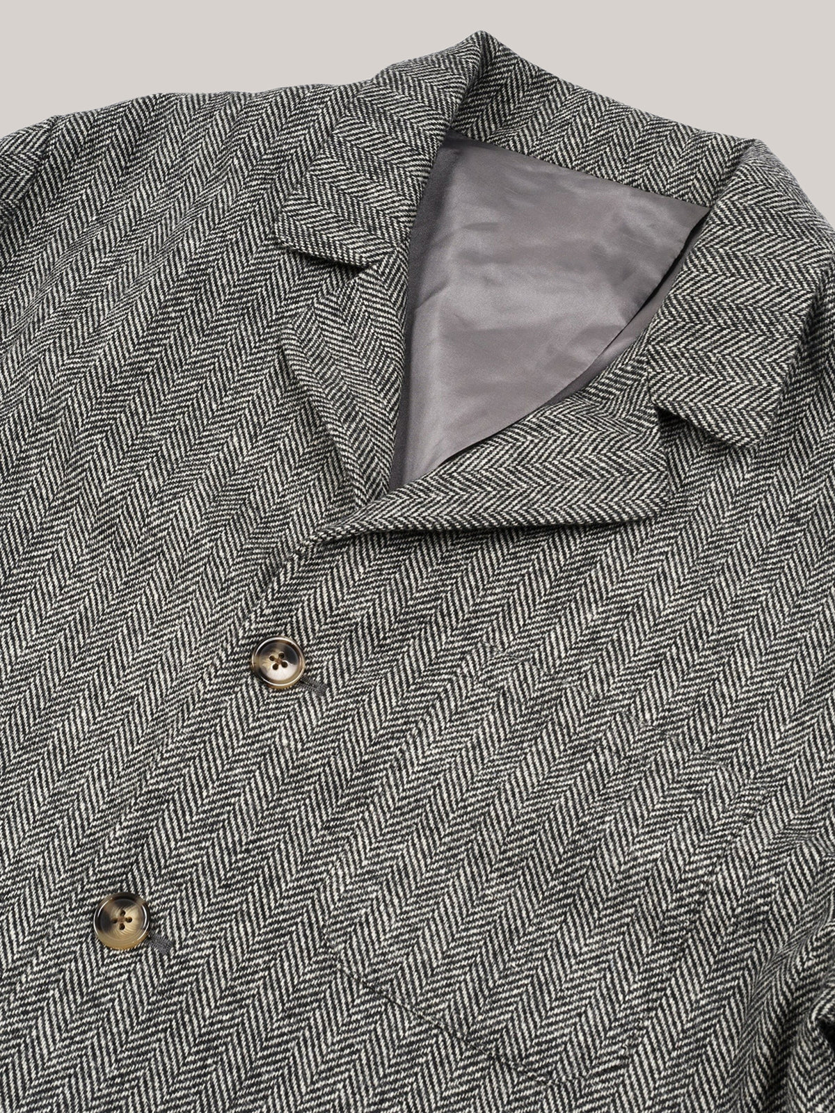 Men's Grey Herringbone Wool Jacket Coats | Beotyshow Men's Outerwear ...